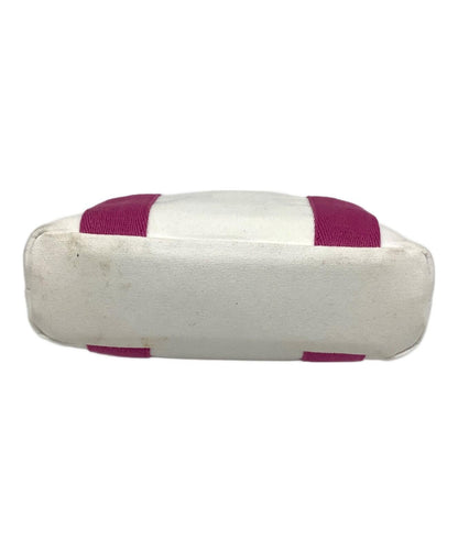 Chloe Hand Bag Tote Purse 2way Cotton White Pink Authentic