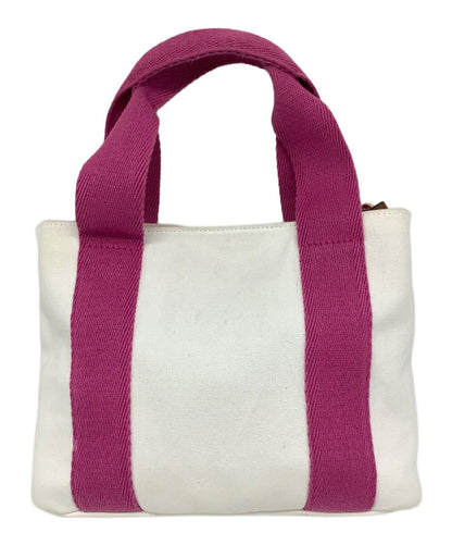 Chloe Hand Bag Tote Purse 2way Cotton White Pink Authentic