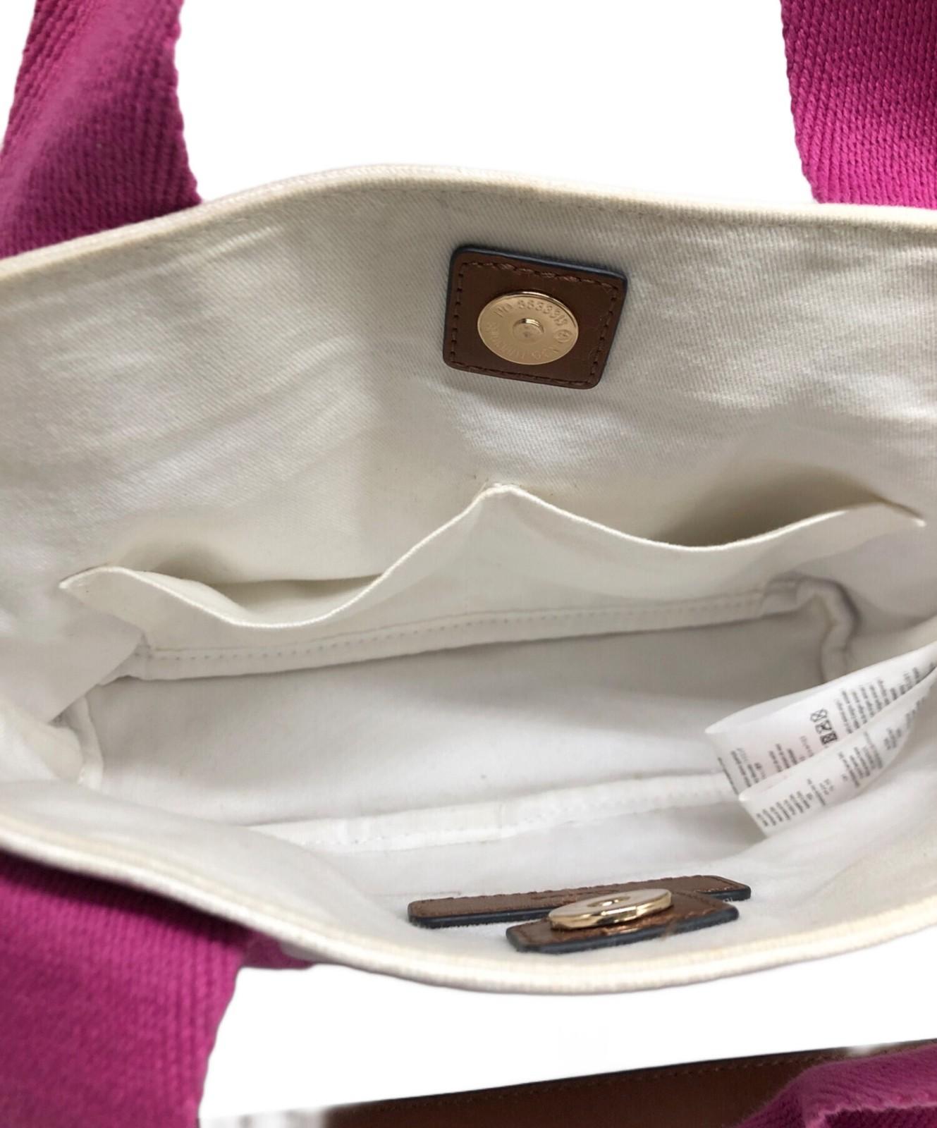 Chloe Hand Bag Tote Purse 2way Cotton White Pink Authentic