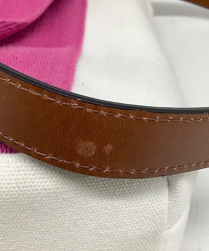 Chloe Hand Bag Tote Purse 2way Cotton White Pink Authentic