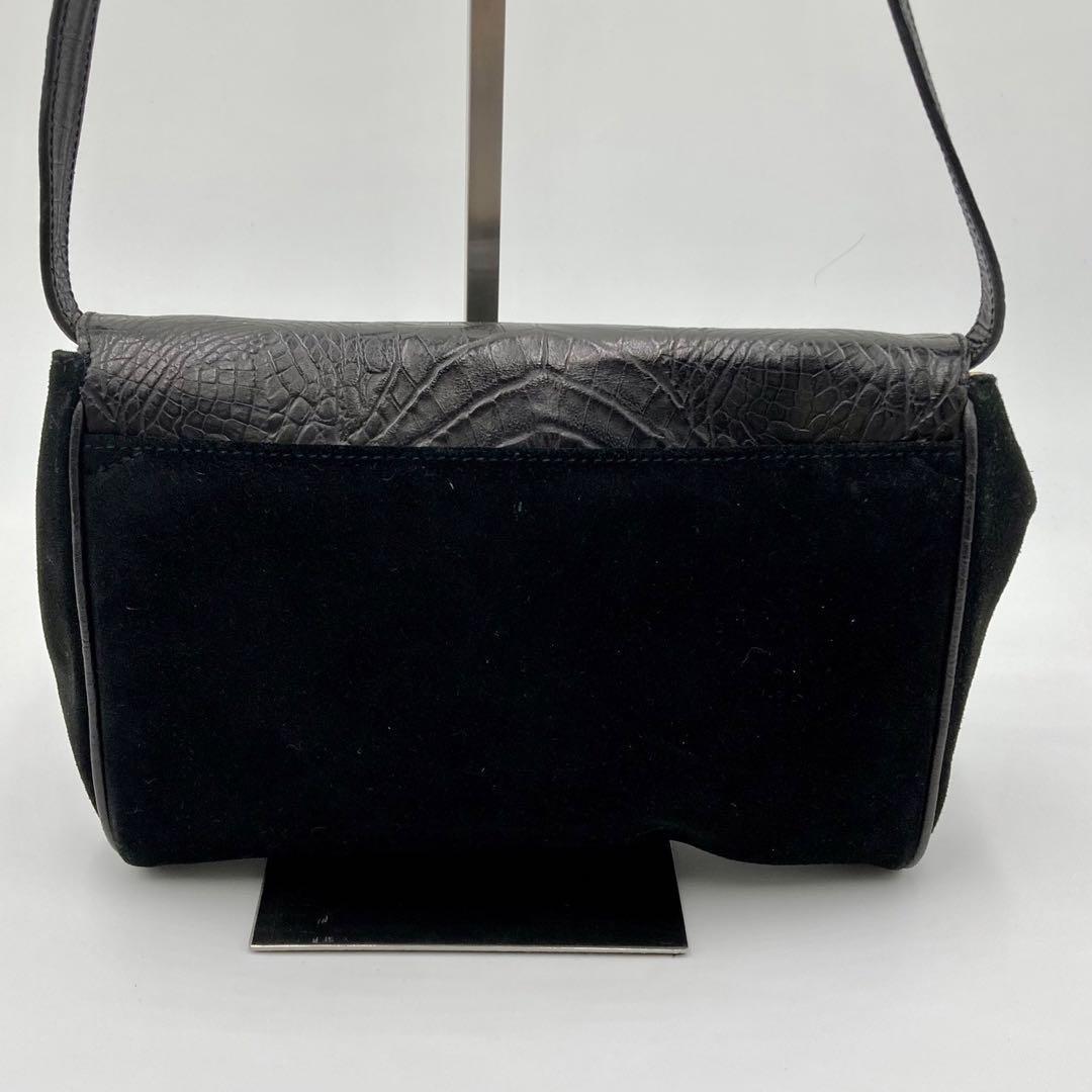 Valentino Hand Bag Tote Purse Suede Leather Black Authentic