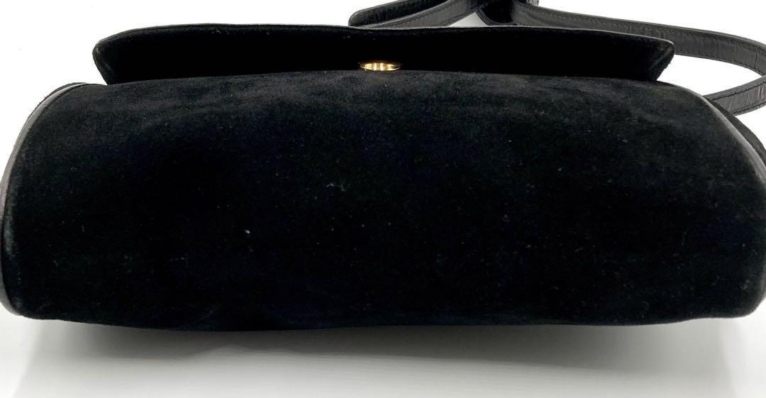 Valentino Hand Bag Tote Purse Suede Leather Black Authentic