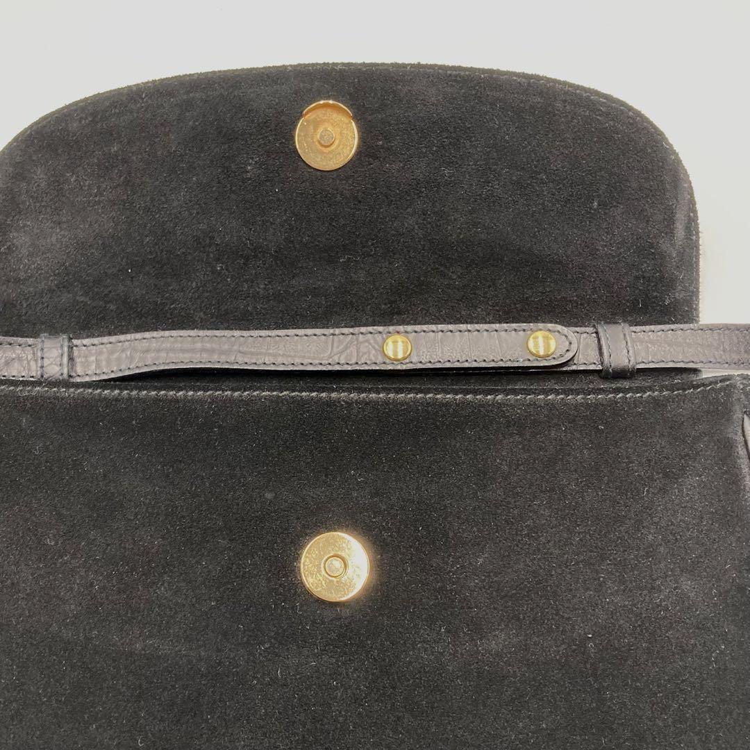 Valentino Hand Bag Tote Purse Suede Leather Black Authentic