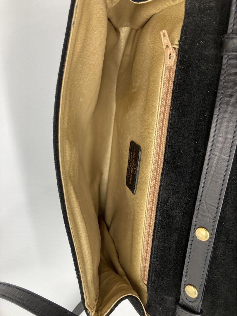 Valentino Hand Bag Tote Purse Suede Leather Black Authentic
