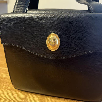 Christian Dior Hand Bag Tote Purse CD Black Authentic