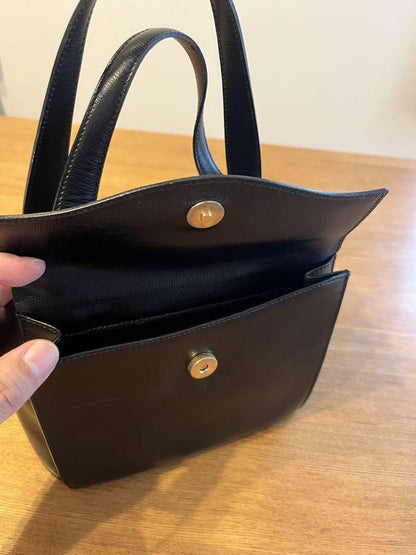 Christian Dior Hand Bag Tote Purse CD Black Authentic