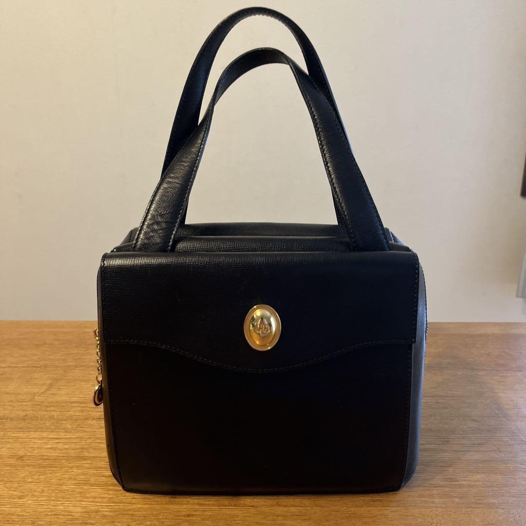 Christian Dior Hand Bag Tote Purse CD Black Authentic