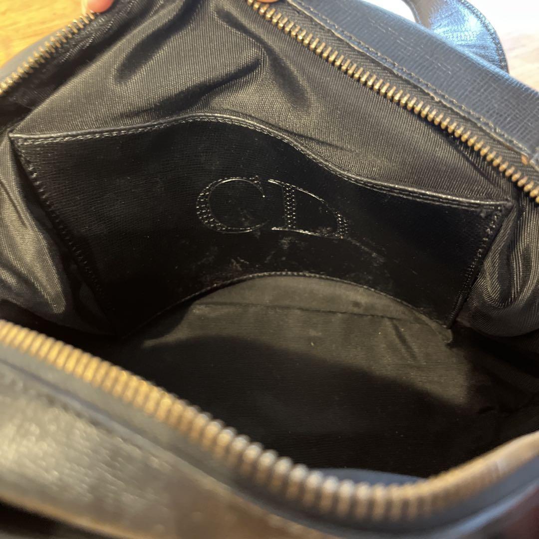 Christian Dior Hand Bag Tote Purse CD Black Authentic