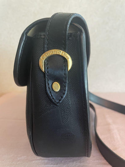 Christian Dior Shoulder Bag Purse Leather Black Authentic