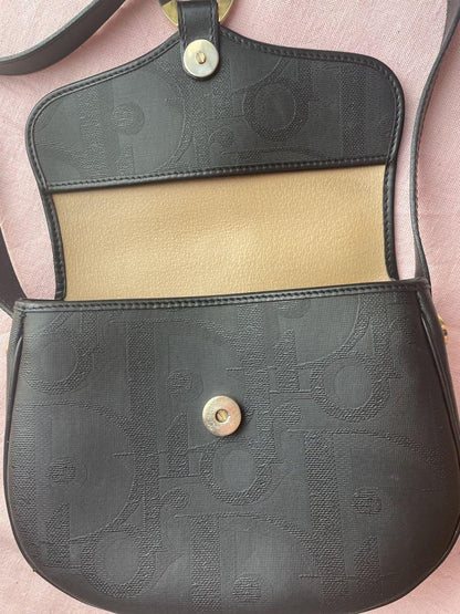 Christian Dior Shoulder Bag Purse Leather Black Authentic
