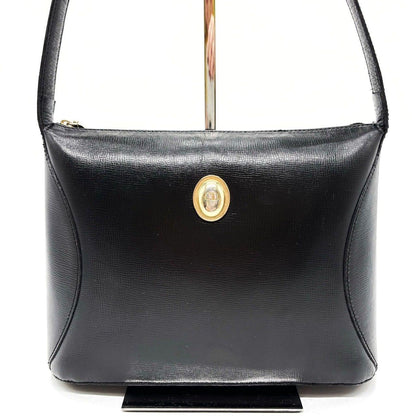 Christian Dior Shoulder Bag Purse CD Leather Black Authentic