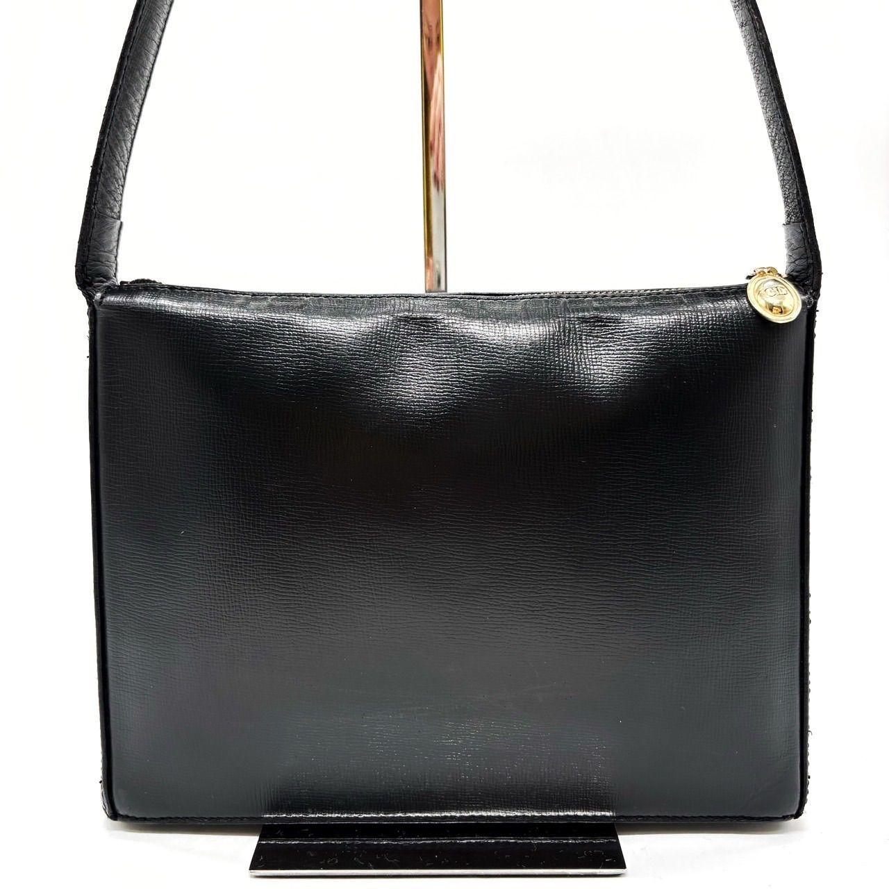 Christian Dior Shoulder Bag Purse CD Leather Black Authentic