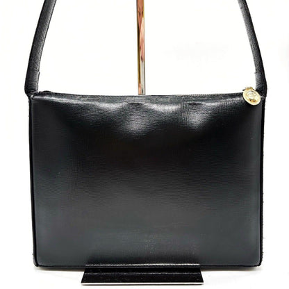 Christian Dior Shoulder Bag Purse CD Leather Black Authentic