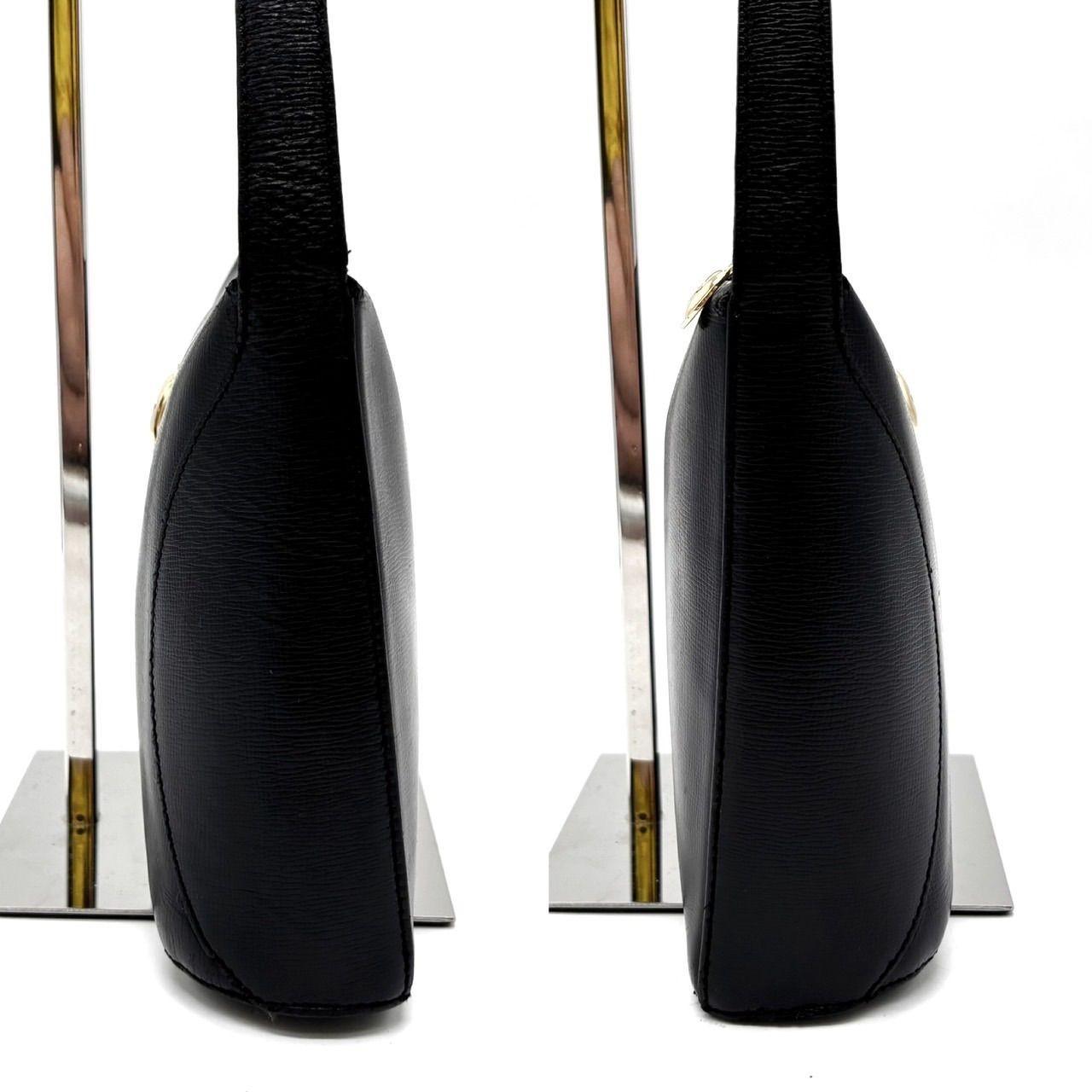 Christian Dior Shoulder Bag Purse CD Leather Black Authentic