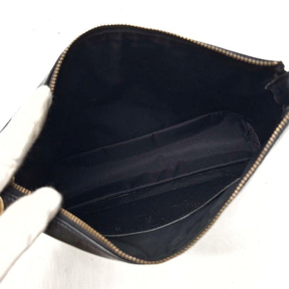 Christian Dior Shoulder Bag Purse CD Leather Black Authentic