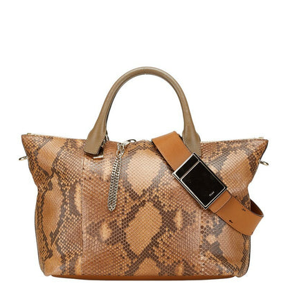 Chloe Hand Shoulder Bag Tote Purse 2way Leather Brown Authentic