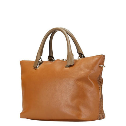 Chloe Hand Shoulder Bag Tote Purse 2way Leather Brown Authentic