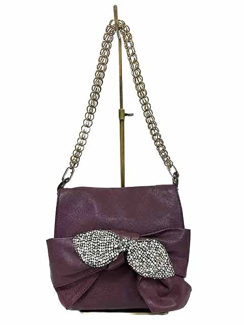 Chloe Hand Shoulder Bag Tote Purse Chain Leather Dark Purple Authentic