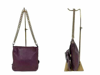 Chloe Hand Shoulder Bag Tote Purse Chain Leather Dark Purple Authentic