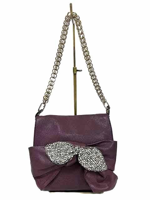 Chloe Hand Shoulder Bag Tote Purse Chain Leather Dark Purple Authentic