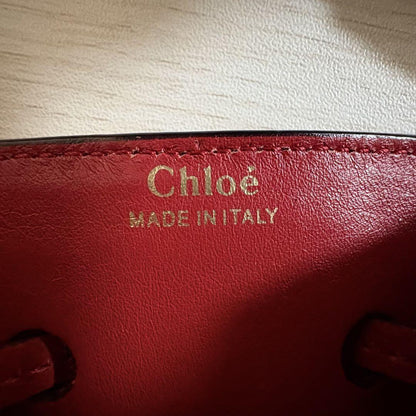 Chloe Hand Shoulder Bag Tote Purse 2way GALA Leather Red Authentic