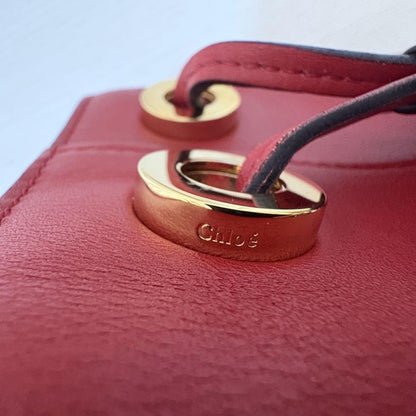Chloe Hand Shoulder Bag Tote Purse 2way GALA Leather Red Authentic