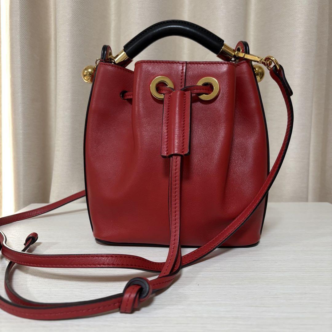 Chloe Hand Shoulder Bag Tote Purse 2way GALA Leather Red Authentic