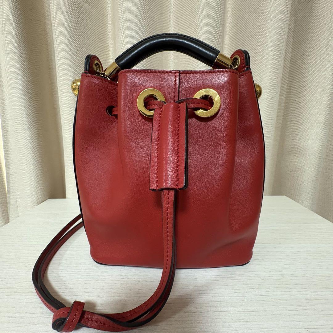 Chloe Hand Shoulder Bag Tote Purse 2way GALA Leather Red Authentic