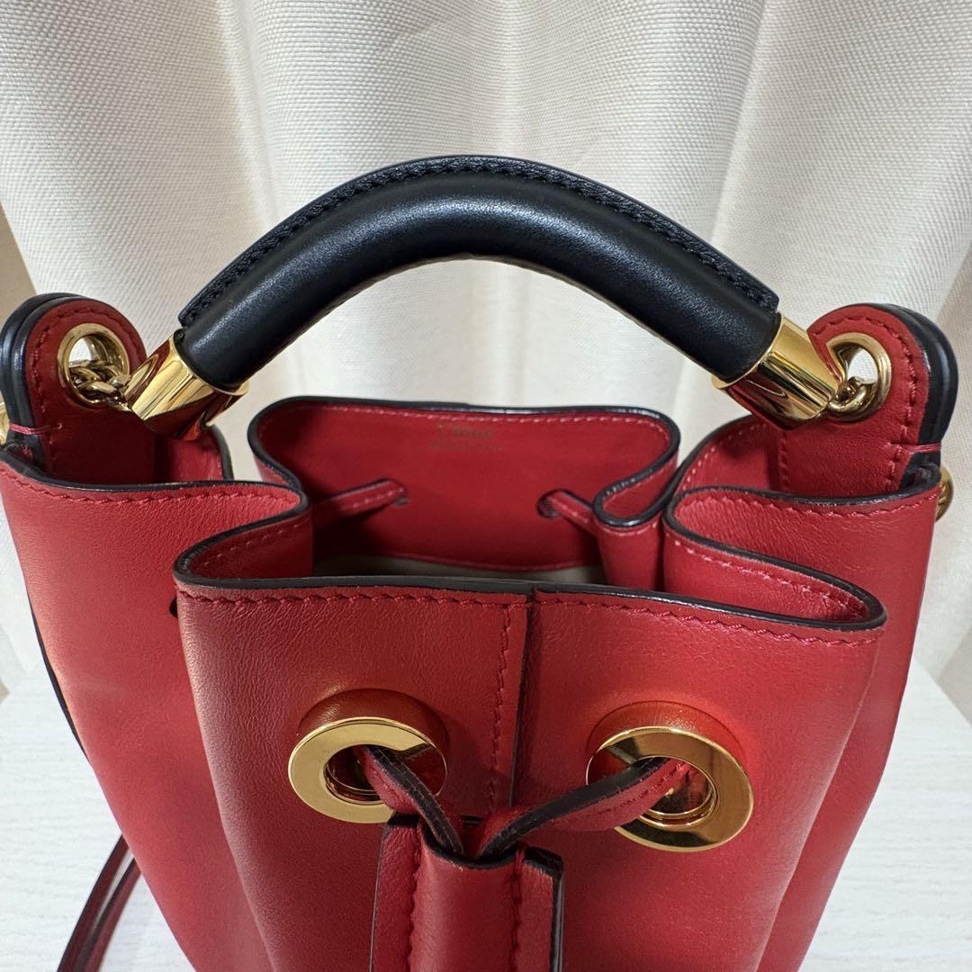Chloe Hand Shoulder Bag Tote Purse 2way GALA Leather Red Authentic
