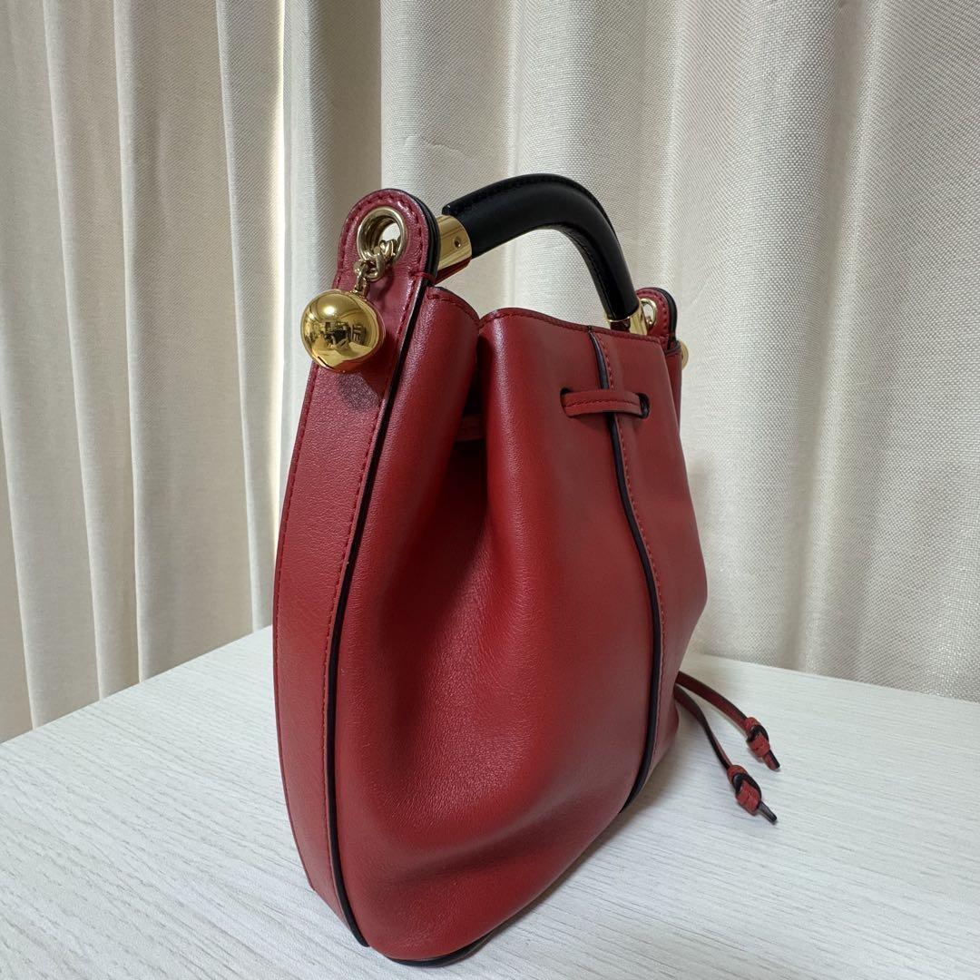 Chloe Hand Shoulder Bag Tote Purse 2way GALA Leather Red Authentic