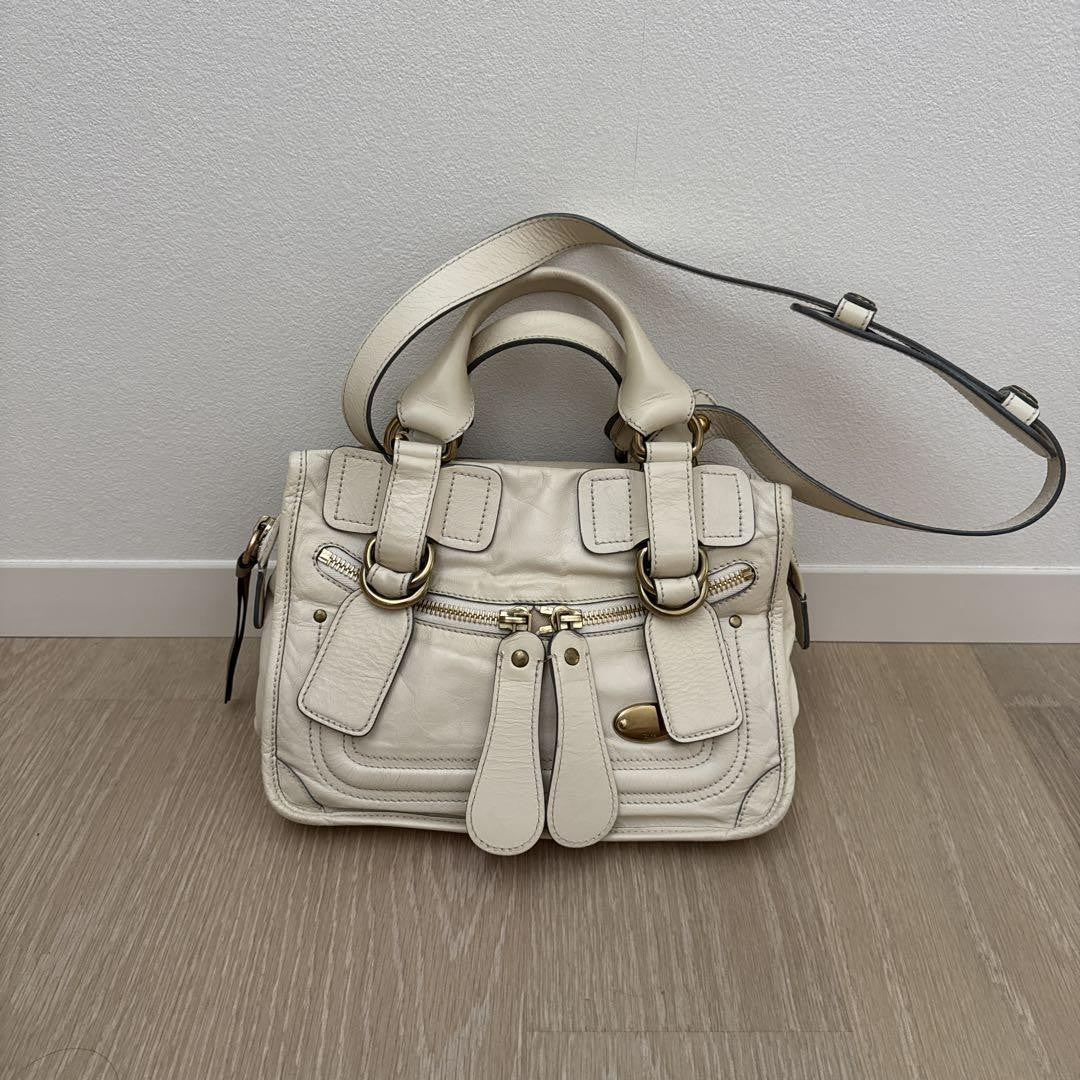 Chloe Hand Bag Tote Purse Leather Off White Authentic