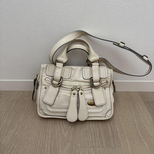 Chloe Hand Bag Tote Purse Leather Off White Authentic