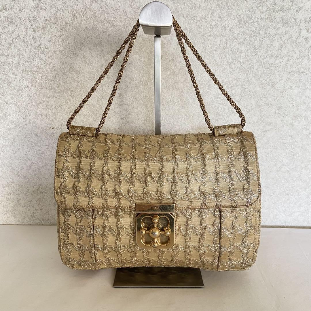 Chloe Shoulder Bag Purse 2way Elsie Gold Authentic