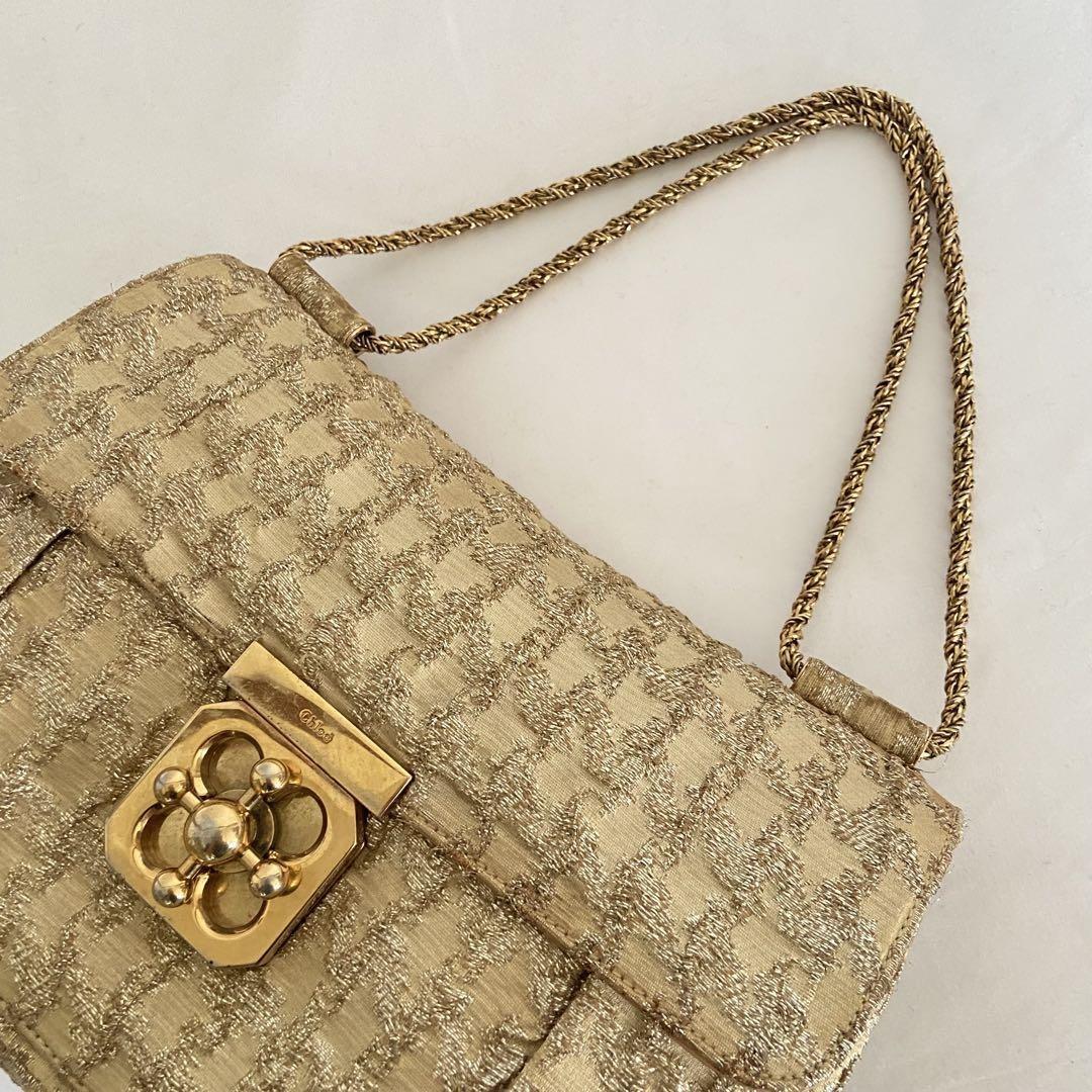 Chloe Shoulder Bag Purse 2way Elsie Gold Authentic