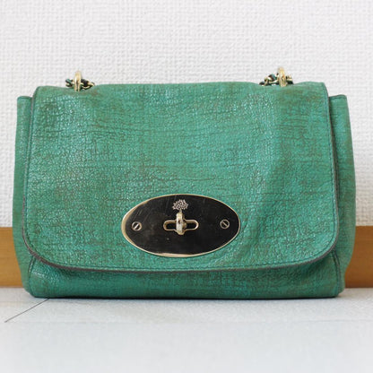 MULBERRY Shoulder Bag Purse Chain Leather Green Authentic