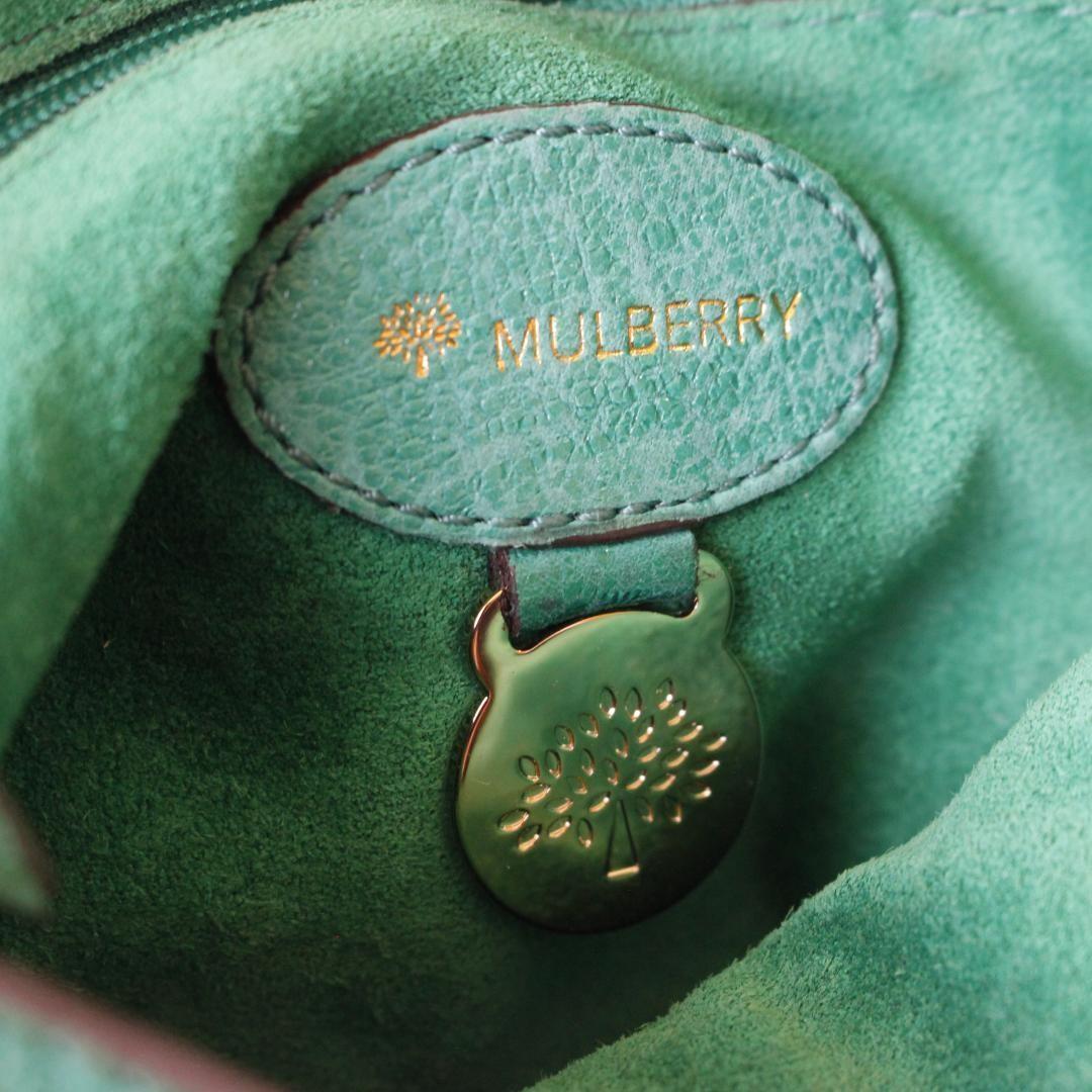 MULBERRY Shoulder Bag Purse Chain Leather Green Authentic