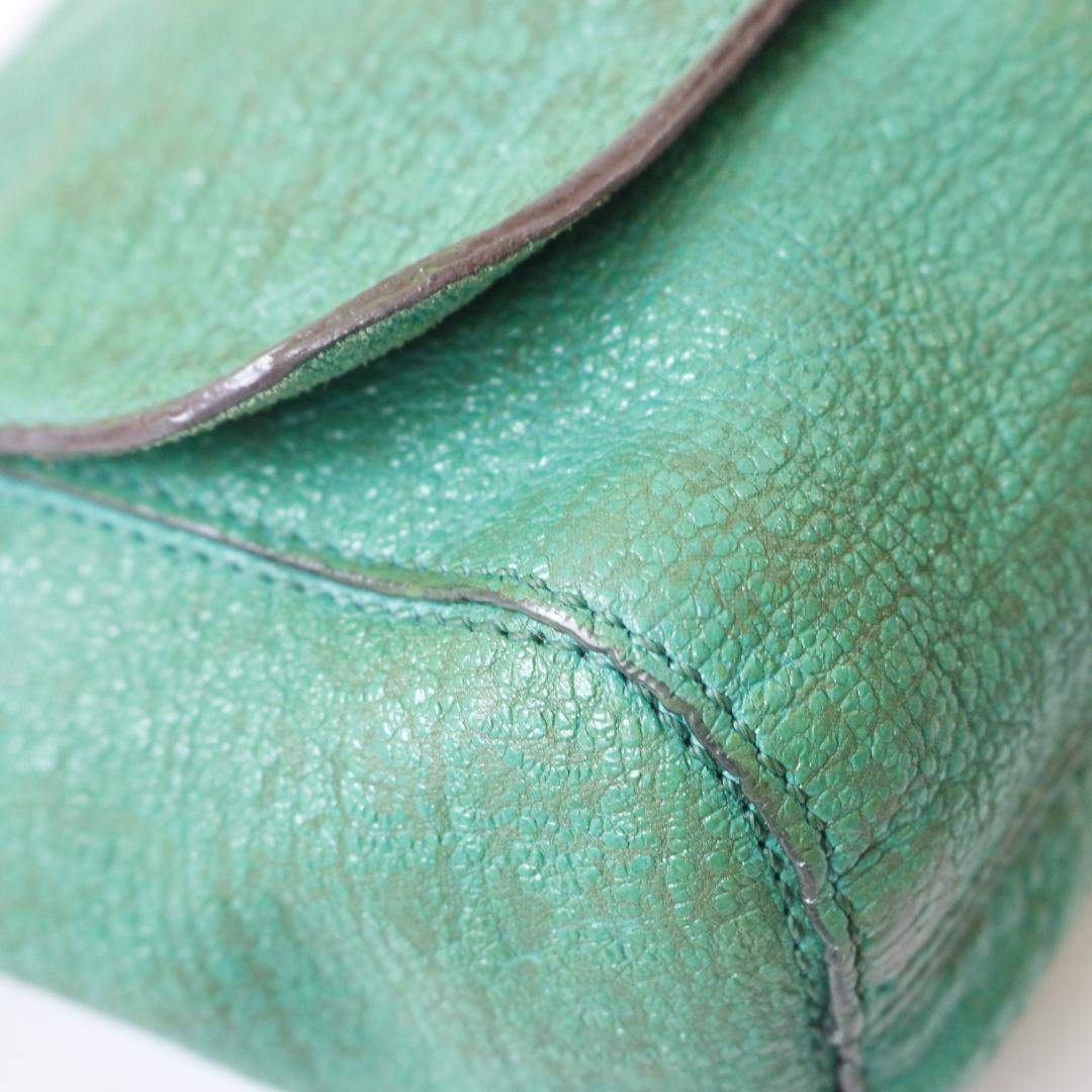 MULBERRY Shoulder Bag Purse Chain Leather Green Authentic