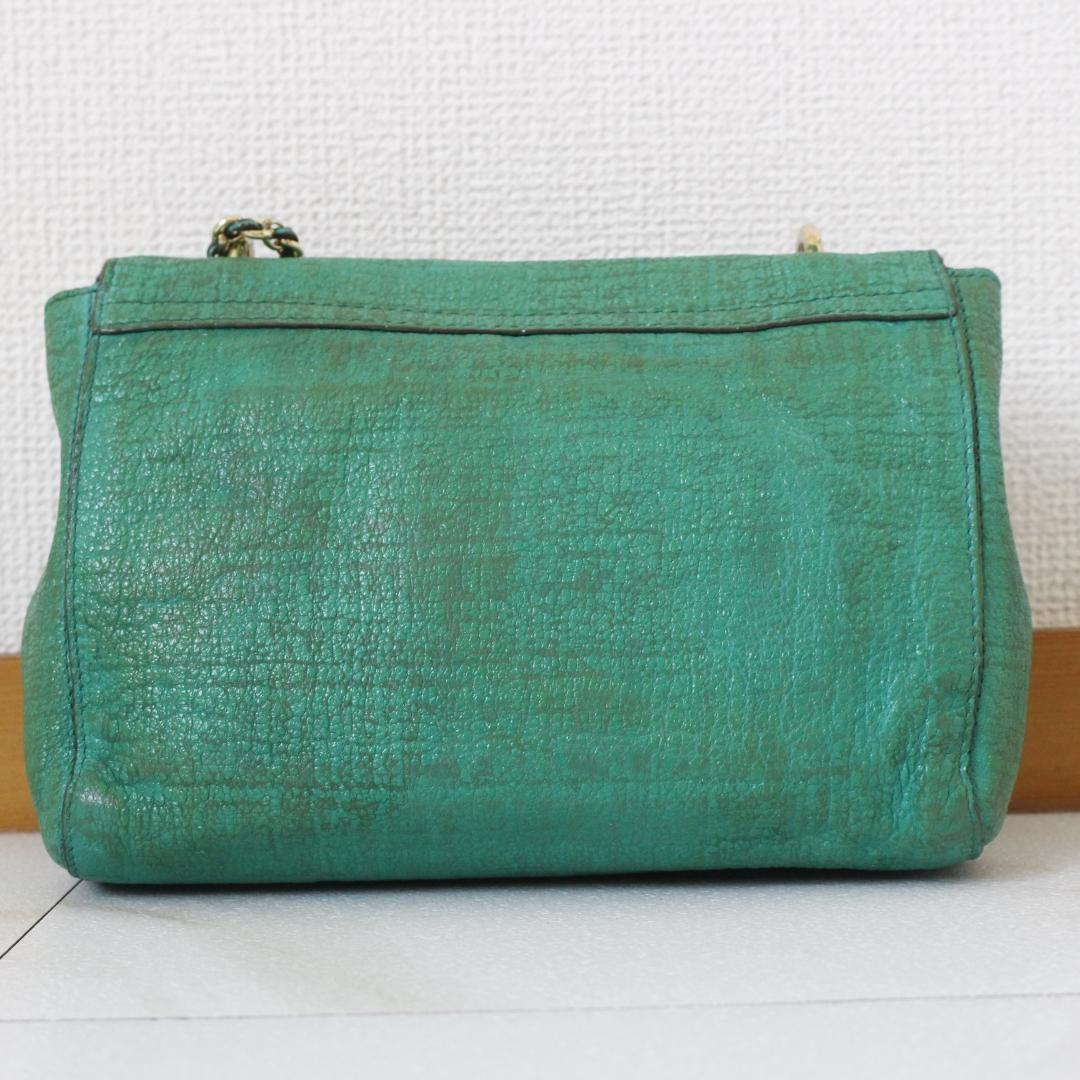 MULBERRY Shoulder Bag Purse Chain Leather Green Authentic