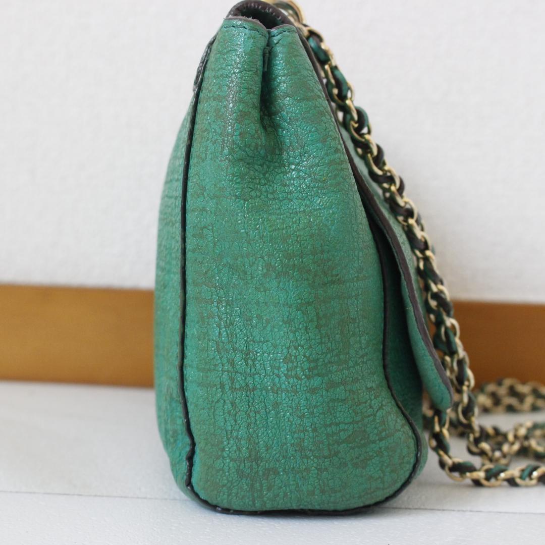 MULBERRY Shoulder Bag Purse Chain Leather Green Authentic