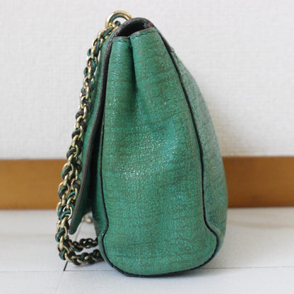 MULBERRY Shoulder Bag Purse Chain Leather Green Authentic