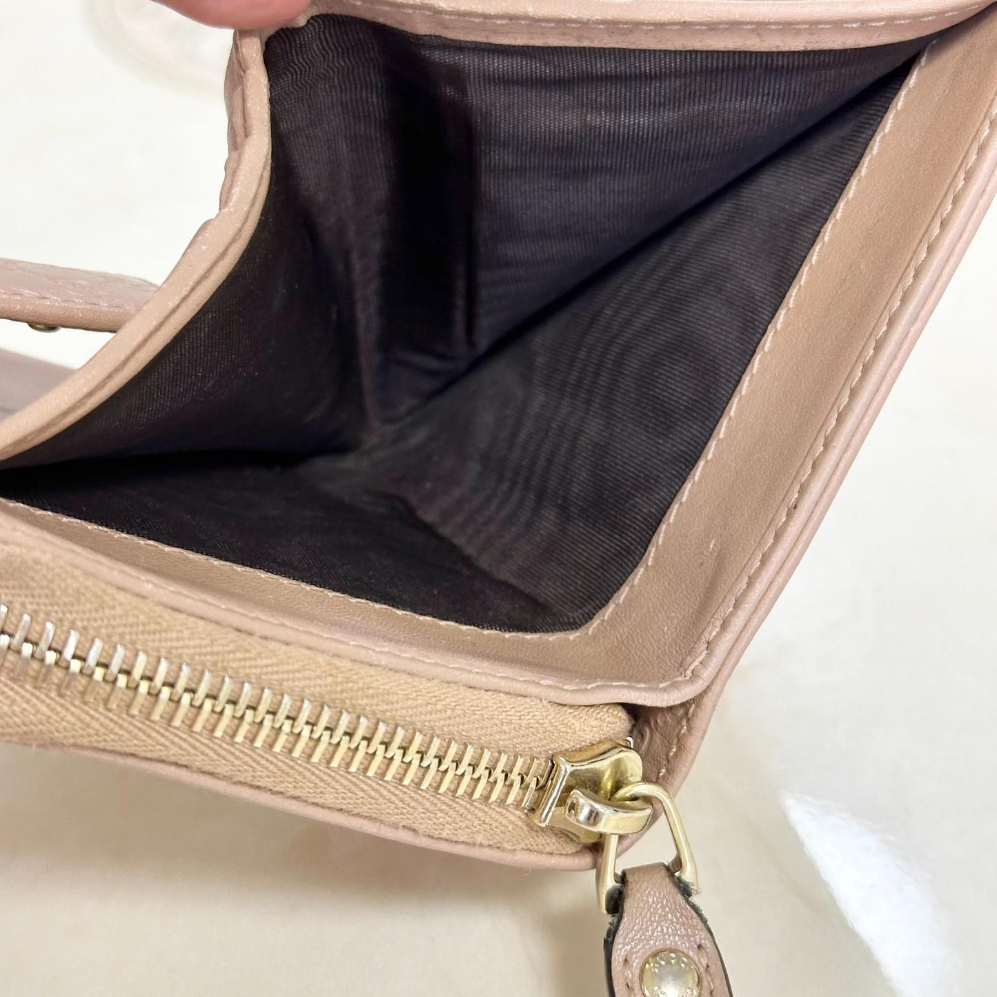 GUCCI Wallet GG Monogram Shima Bi-fold Flap Compact Pink Leather Authentic Used