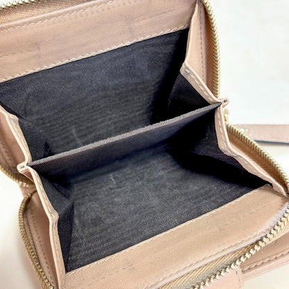 GUCCI Wallet GG Monogram Shima Bi-fold Flap Compact Pink Leather Authentic Used