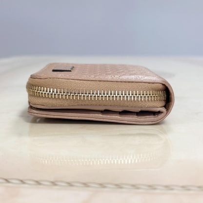 GUCCI Wallet GG Monogram Shima Bi-fold Flap Compact Pink Leather Authentic Used