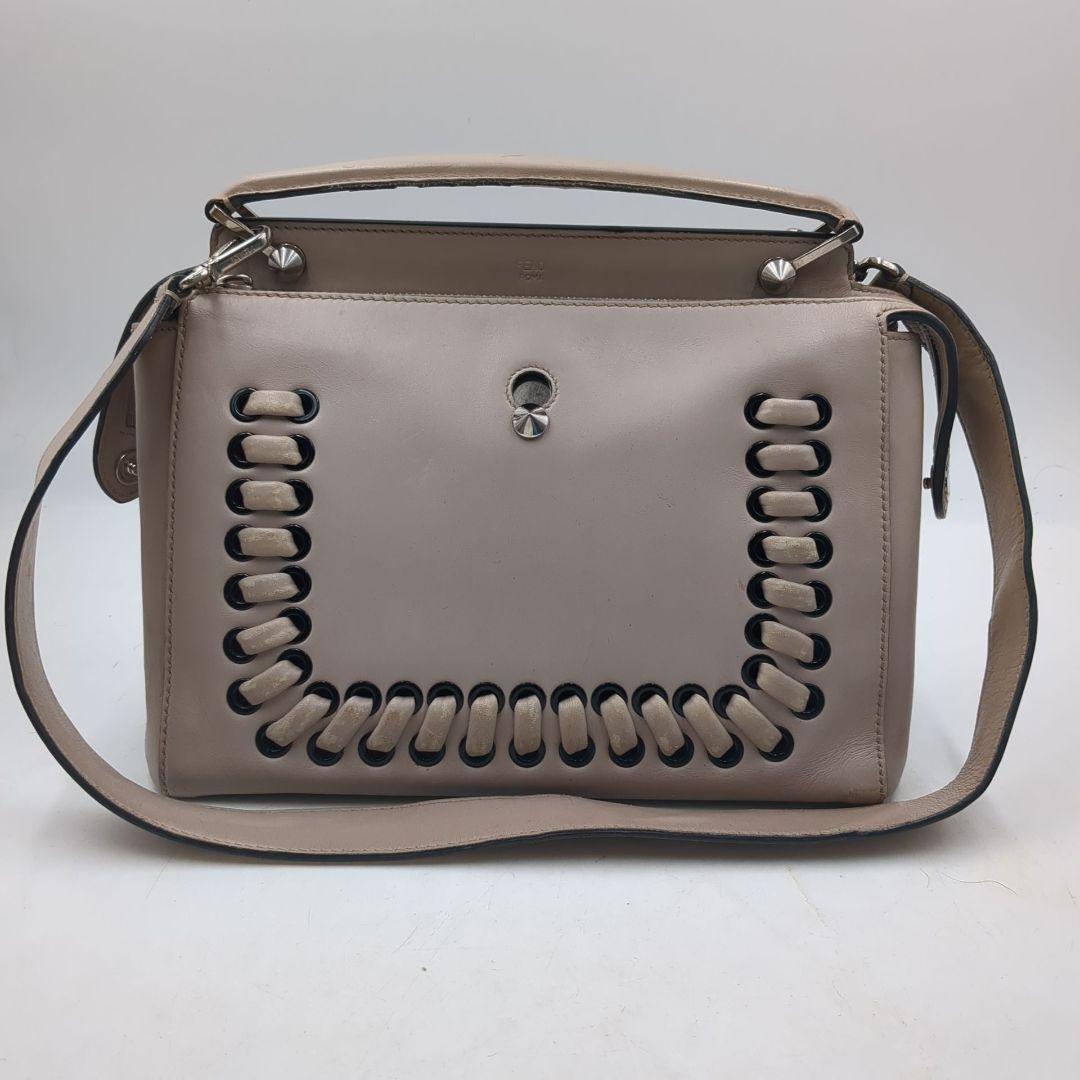 FENDI Hand Shoulder Bag Tote Purse 2way Greige Authentic