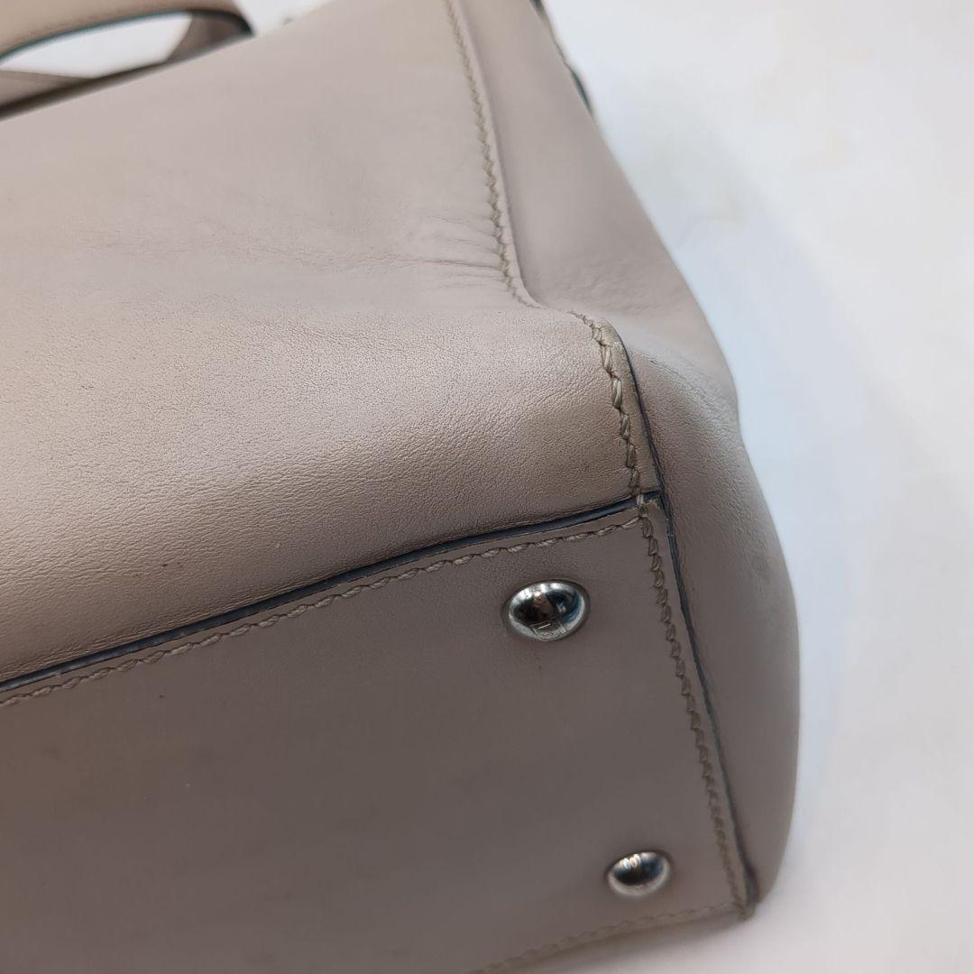 FENDI Hand Shoulder Bag Tote Purse 2way Greige Authentic