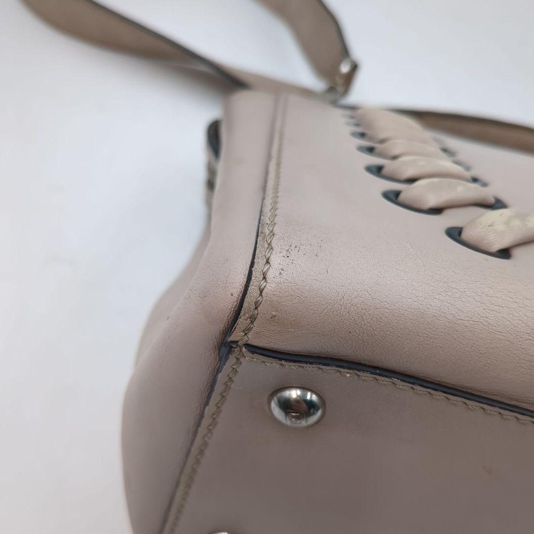 FENDI Hand Shoulder Bag Tote Purse 2way Greige Authentic