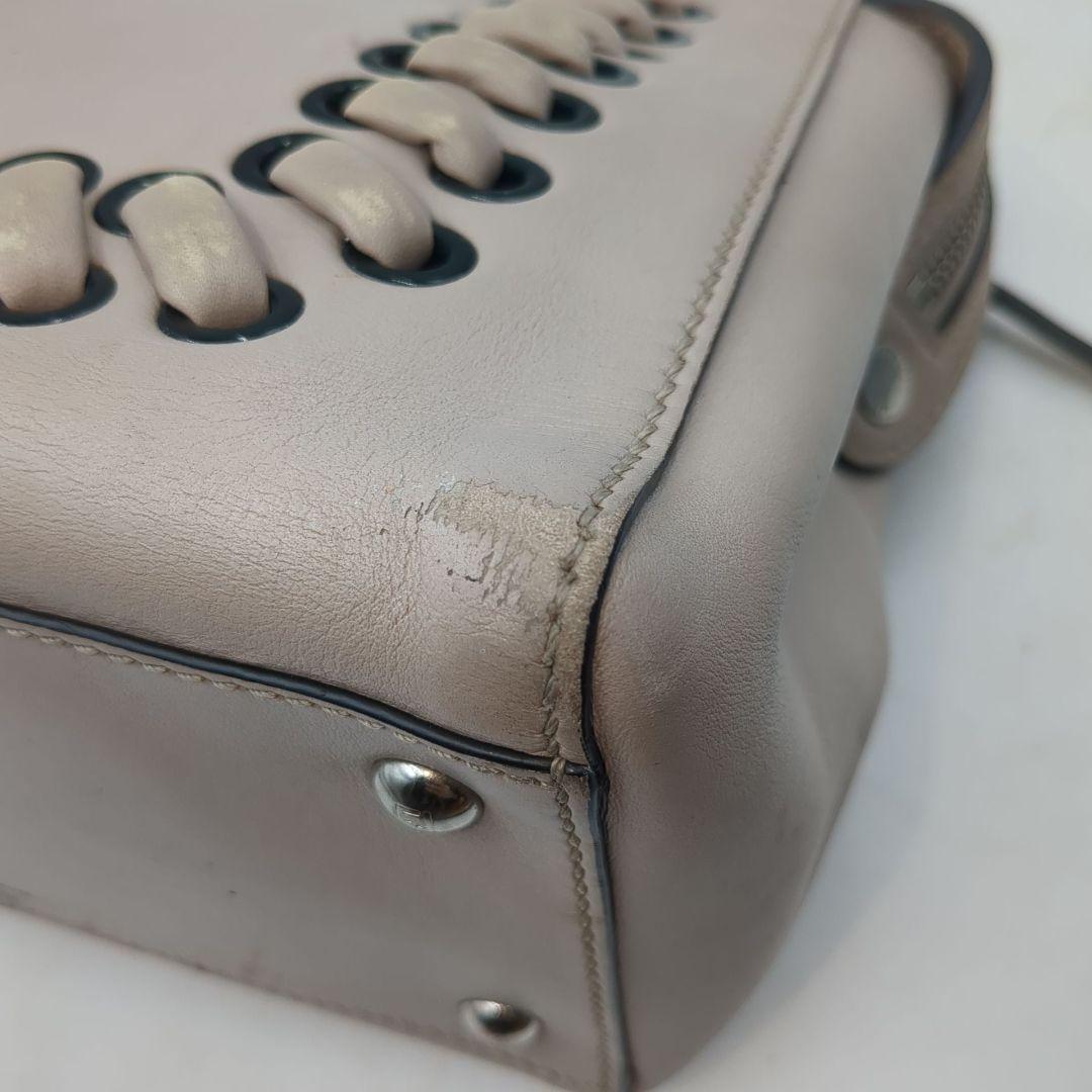 FENDI Hand Shoulder Bag Tote Purse 2way Greige Authentic