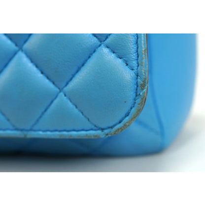 VERSACE Shoulder Bag Purse Chain Medusa Quilting Leather Blue Authentic