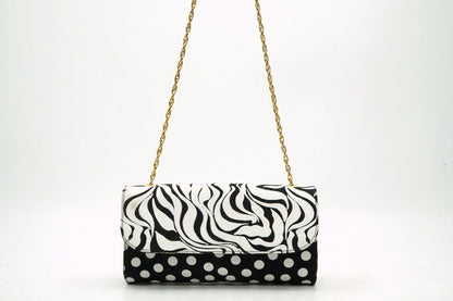 VERSACE Shoulder Bag Purse Chain Nylon Black Authentic