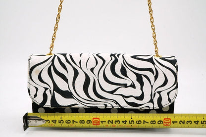 VERSACE Shoulder Bag Purse Chain Nylon Black Authentic